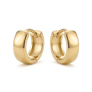 Zeino 14K Altın Kaplama - 13 mm Kalın Küçük Halka Çelik Küpe