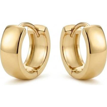 Zeino 14K Altın Kaplama - 13 mm Kalın Küçük Halka Çelik Küpe