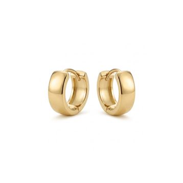 Zeino 14K Altın Kaplama - 13 mm Kalın Küçük Halka Çelik Küpe