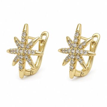 Zeino 14k Altın Kaplama - 17 mm Pave Detaylı Yıldız Zirkon Taşlı Küpe