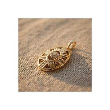 Zeino 14K Altın Kaplama 3 cm Zirkon Taş Detaylı Oval Kolye Ucu