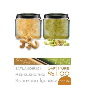 Zencefil Organik 2x330 cc Saf Ezme Antep Fıstığı Ezmesi + Kaju Ezmesi