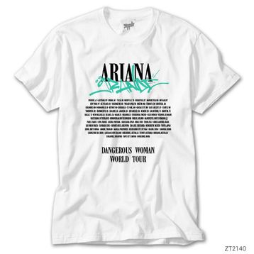 Zepplin Ariana Grande Dangerous Woman World Tour Beyaz Kadın T-shirt