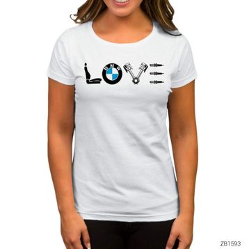 Zepplin BMW Love Beyaz Kadın T-shirt