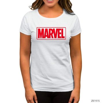 Zepplin Marvel Logo Beyaz Kadın T-shirt