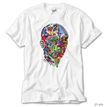 Zepplin Marvel Logo Beyaz Kadın T-shirt