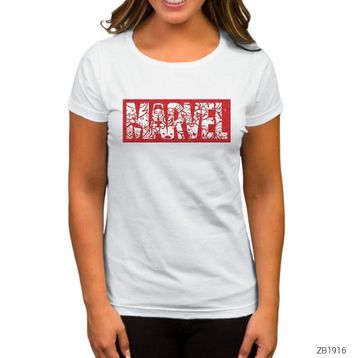 Zepplin Marvel Logo Inside Beyaz Kadın T-shirt