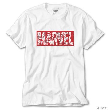 Zepplin Marvel Logo Inside Beyaz Kadın T-shirt