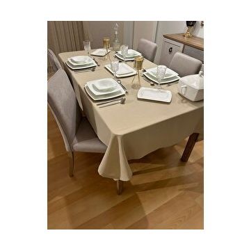 Zeren Home Kapuçino Keten Görünümlü Dertsiz Masa Örtüsü