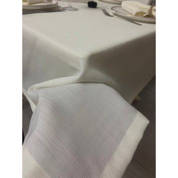 Zeren Home Keten Görünümlü Dertsiz Krem 150 x 240 cm Masa Örtüsü