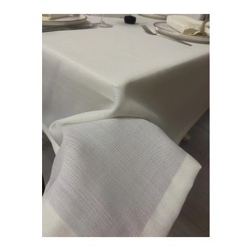 Zeren Home Keten Görünümlü Dertsiz Krem Masa Örtüsü