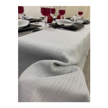 Zeren Home Keten Görünümlü Dertsiz Simli Gri Masa Örtüsü