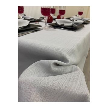 Zeren Home Keten Görünümlü Simli Dertsiz Gri 140 x 220 cm Masa Örtüsü