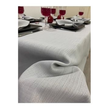 Zeren Home Keten Görünümlü Simli Dertsiz Gri 150 x 400 cm Masa Örtüsü