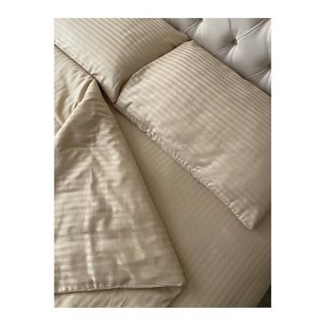 Zeren Home Lastikli Çarşaf %100 Merserize Pamuk Saten Çizgili Çift Kişilik Nevresim Takımı