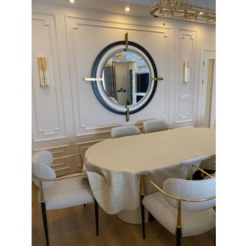 Zeren Home Simli Dertsiz Oval 150x300 cm Gold Masa Örtüsü