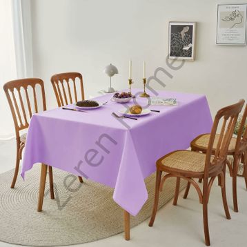 Zeren Home Sıvı Geçirmez Dertsiz Keten Lila 160x240 cm Masa Örtüsü