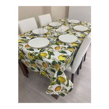 Zeren Home Sıvı Geçirmez Dertsiz Limon Desenli 150x220 cm Masa Örtüsü