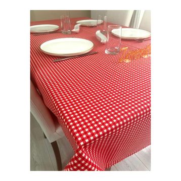 Zeren Home Sıvı Geçirmez Dertsiz Mini Piti Kare Kırmızı 100x140 cm Masa Örtüsü