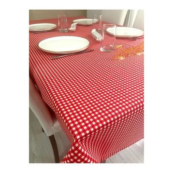 Zeren Home Sıvı Geçirmez Dertsiz Mini Piti Kare Kırmızı 100x140 cm Masa Örtüsü