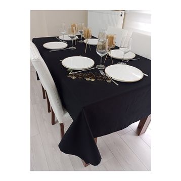 Zeren Home Siyah Sıvıya Dayanıklı Dertsiz Masa Örtüsü