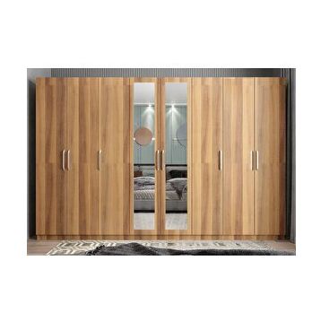 Zerka Concept Başak 8 Kapaklı Ceviz 278 cm Gardrop