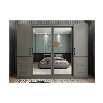 Zerka Concept Bella Sürgü Kapaklı Füme 208 cm Gardrop