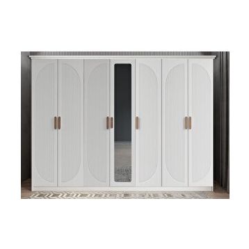 Zerka Concept Datça Membran 7 Kapaklı Beyaz 280 cm Gardrop