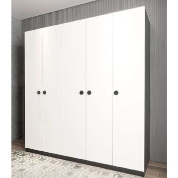 Zerka Concept Magnum 5 Kapaklı Füme Beyaz Dolap Gardırop