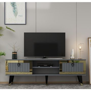 Zerka Concept Sandro Antrasit-Altın Tv Ünitesi