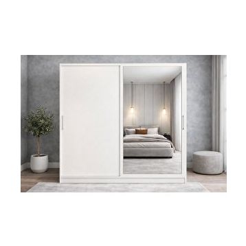 Zerka Concept Zen Sürgü Kapaklı 180 cm Beyaz Kapaklı Gardrop