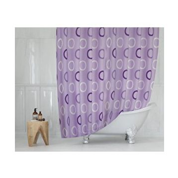 Zethome 5033 Tropik Çift Kanat Lila Banyo Perdesi