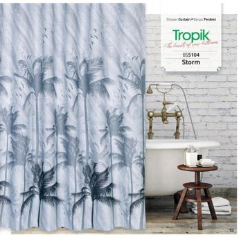 Zethome 5104 Tropik Çift Kanat Banyo Perdesi