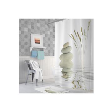 Zethome Tropik Stone And Reed 1x180x200 cm Tek Kanat Banyo Duş Perdesi