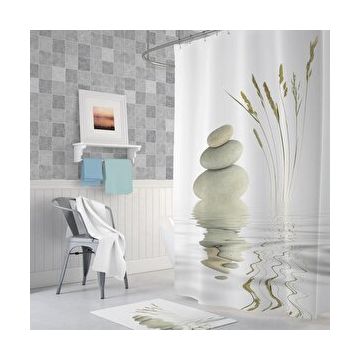 Zethome Tropik Stone And Reed 1x180x200 cm Tek Kanat Banyo Duş Perdesi