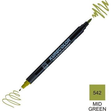 Zig Kurecolor Mangaka Fine & Brush CNKC-2200 542 Mid Green Çift Taraflı Markör Kalem