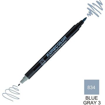 Zig Kurecolor Mangaka Fine & Brush CNKC-2200 834 Blue Gray 3 Çift Taraflı Markör Kalem