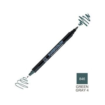 Zig Kurecolor Mangaka Fine & Brush CNKC-2200 846 Green Gray 4 Çift Taraflı Markör Kalem