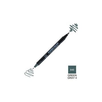 Zig Kurecolor Mangaka Fine & Brush CNKC-2200 846 Green Gray 4 Çift Taraflı Markör Kalem