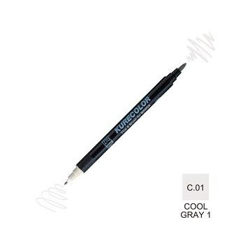Zig Kurecolor Mangaka Fine & Brush CNKC-2200 C.01 Cool Gray 1 Çift Taraflı Markör Kalem