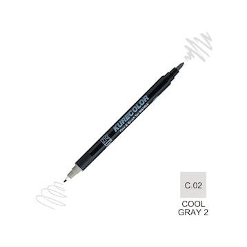 Zig Kurecolor Mangaka Fine & Brush CNKC-2200 C.02 Cool Gray 2 Çift Taraflı Markör Kalem