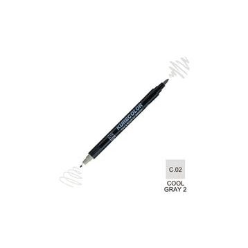 Zig Kurecolor Mangaka Fine & Brush CNKC-2200 C.02 Cool Gray 2 Çift Taraflı Markör Kalem