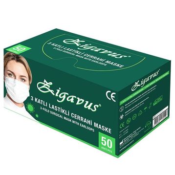 Zigavus 3 Katlı Lastikli 50'li Yüz Maskesi