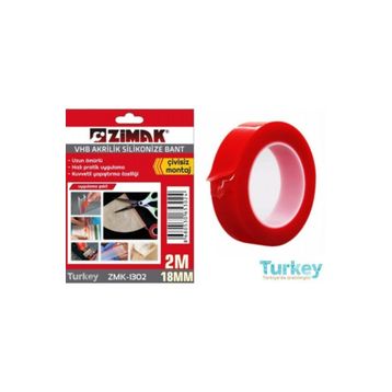 Zimak ZMK-1302 2 m 18 mm VHB Akrilik Silikonize Bant
