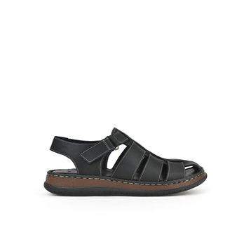 Ziya 1511045ZS32 Siyah Erkek Hakiki Deri Konfor Sandalet