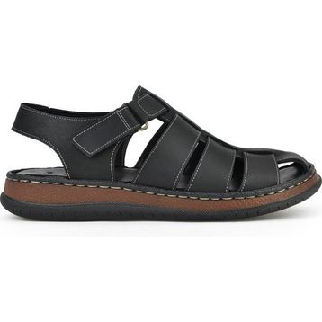 Ziya 1511045ZS32 Siyah Erkek Hakiki Deri Konfor Sandalet