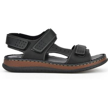 Ziya 1511045ZS6 Siyah Erkek Hakiki Deri Sandalet