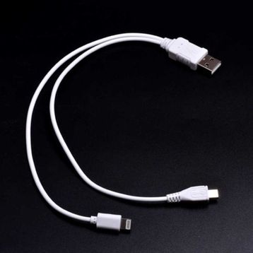 Zore 2 in 1 Kısa Kablo iPhone Şarj-Micro Usb Kablo