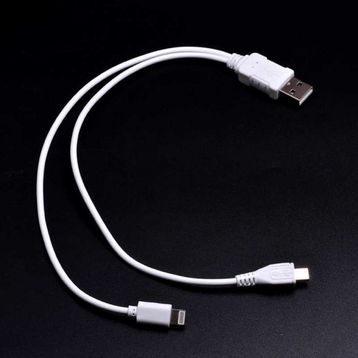 Zore 2 in 1 Kısa Kablo iPhone Şarj-Micro Usb Kablo