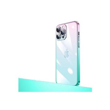 Zore Apple iPhone 12 Pro Max Uyumlu Parlak Renk Geçişli Kamera Korumalı Senkron Kapak Pembe Mavi Cep Telefonu Kılıfı